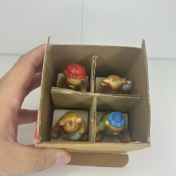 Vintage Noel Bear Ornament Set of 4 with Original Box Christmas Around the World - Picture 4 of 8